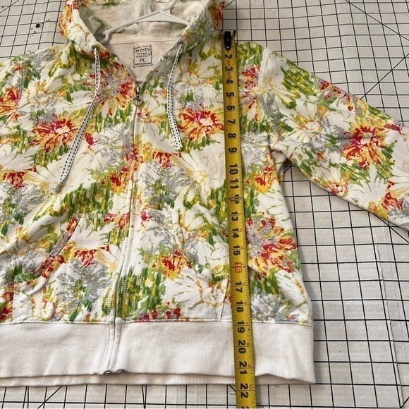 Three Hearts Floral Zip Up Hooded Sweatshirt Size PL New No Tags. Colorful - Picture 5 of 6